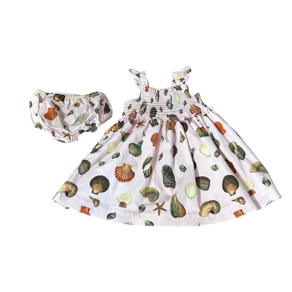 Edgehill Collection x Jennifer Sumko Smocked Seashell Dress & Bloomers Girls 24M - Picture 3 of 8